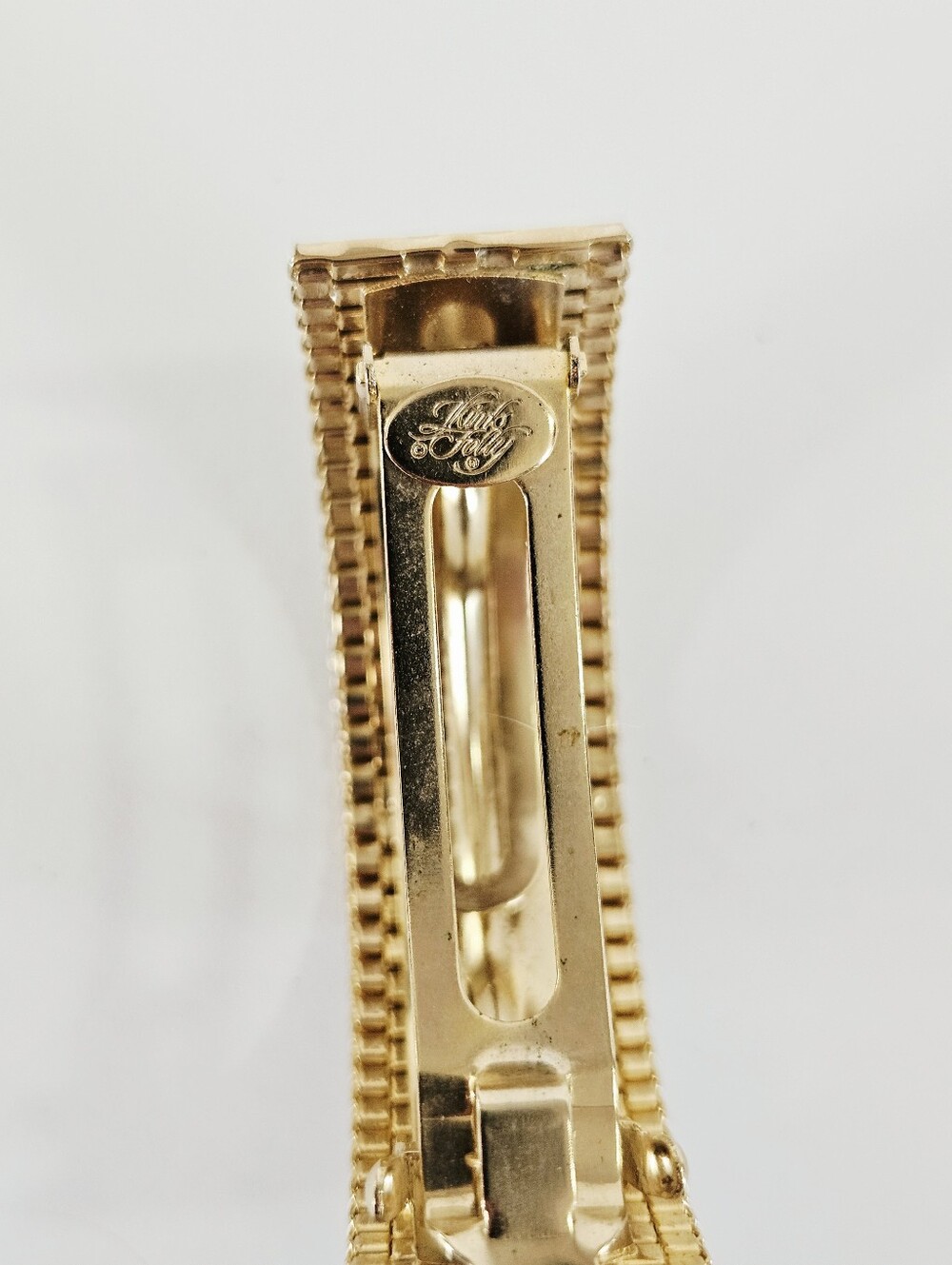 Vintage Kirks Folly Gold Tone Metal Woven Mesh Domed Textured Hair Clip Barrette - Picture 5 of 10